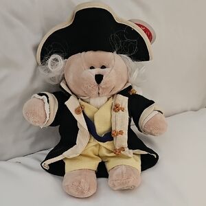 Plush George Washington Colonial Teddy Bear - Black and Cream